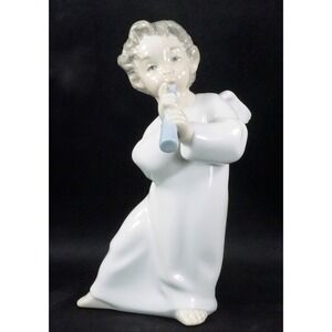 Lladro Figurine "Angel with Flute" or Horn #4540 Fulgencio Garcia 6 1/4" Tall
